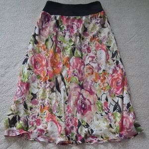 Jones New York Floral Midi Skirt - Pink, Green, Orange